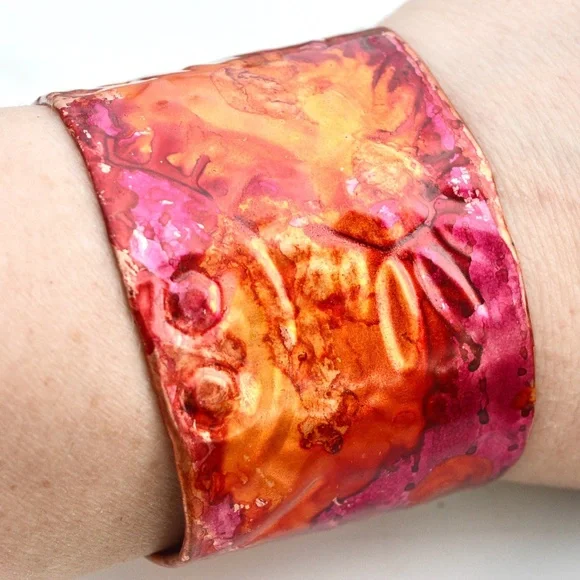 Colorful Copper Cuff Bracelet Boho Gift Trippy Festival Statement Spartan Gladia